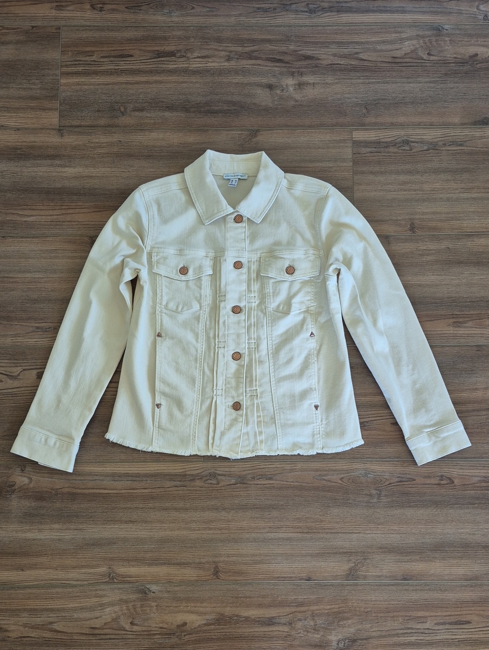 Women's Cream Denim Jacket with Button Front